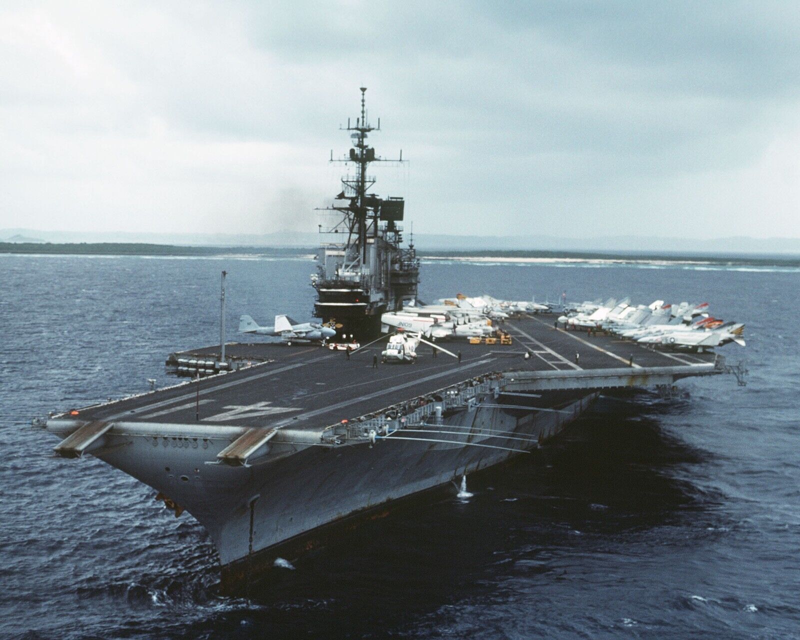 USS MIDWAY (CV-41) AIRCRAFT CARRIER OFFSHORE 8X10 GLOSSY PHOTOGRAPH REPRINT