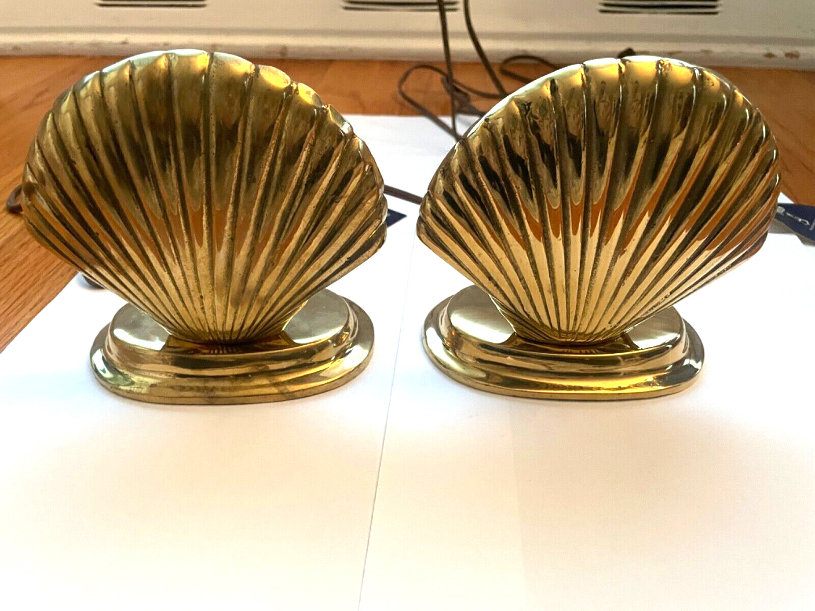 Two Vintage Mario Solid  Brass Scalloped Sea Shell Small 5\