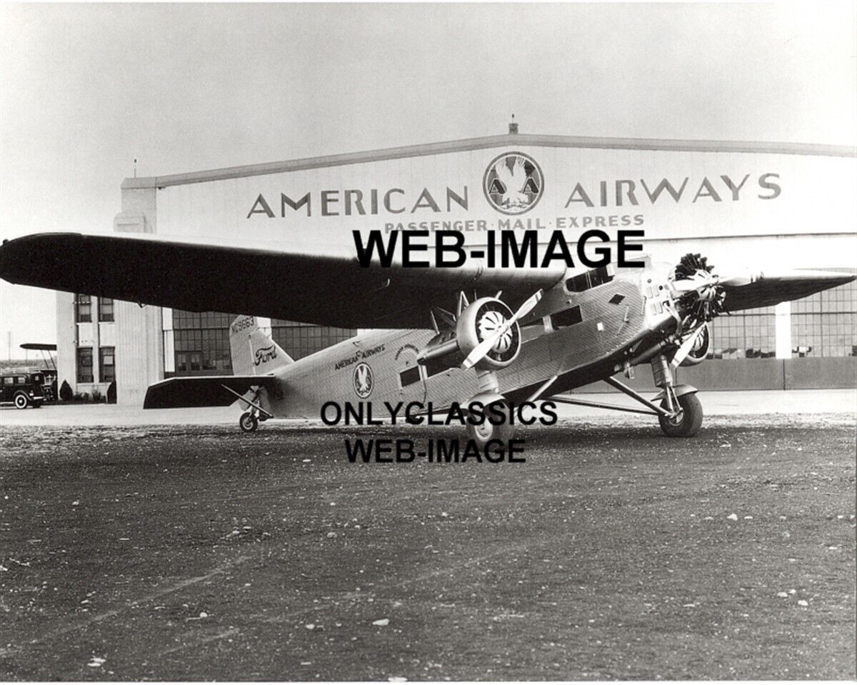1933 AMERICAN AIRLINES FORD TRIMOTOR AIRPLANE 8X10 PHOTO MEACHAM FIELD AVIATION