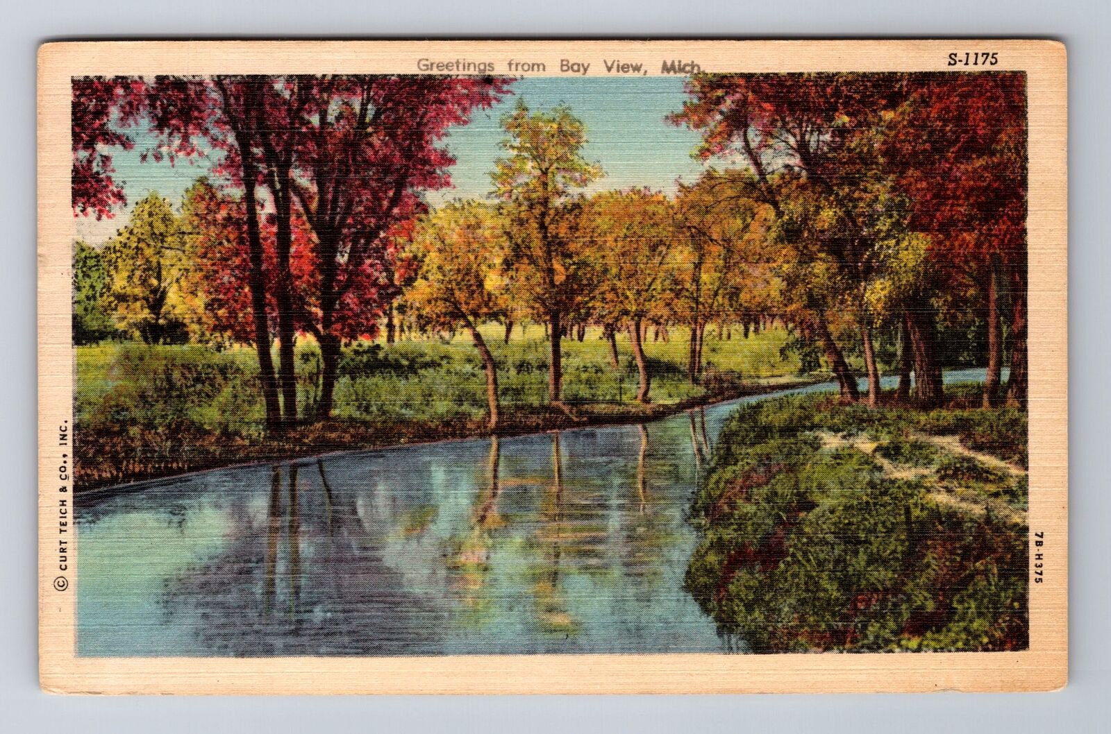 Bay View MI-Michigan, General Greetings, River View, c1955 Vintage Postcard