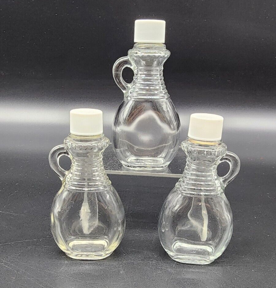 Set of 3 Vintage watkin imitation flavor 2oz bottle handle 4 1/2 high Lot W B CO