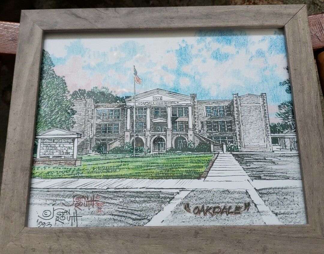 Stan Routh Signed Numbered Framed Print 1993 Oakdale Louisiana High School 1923 