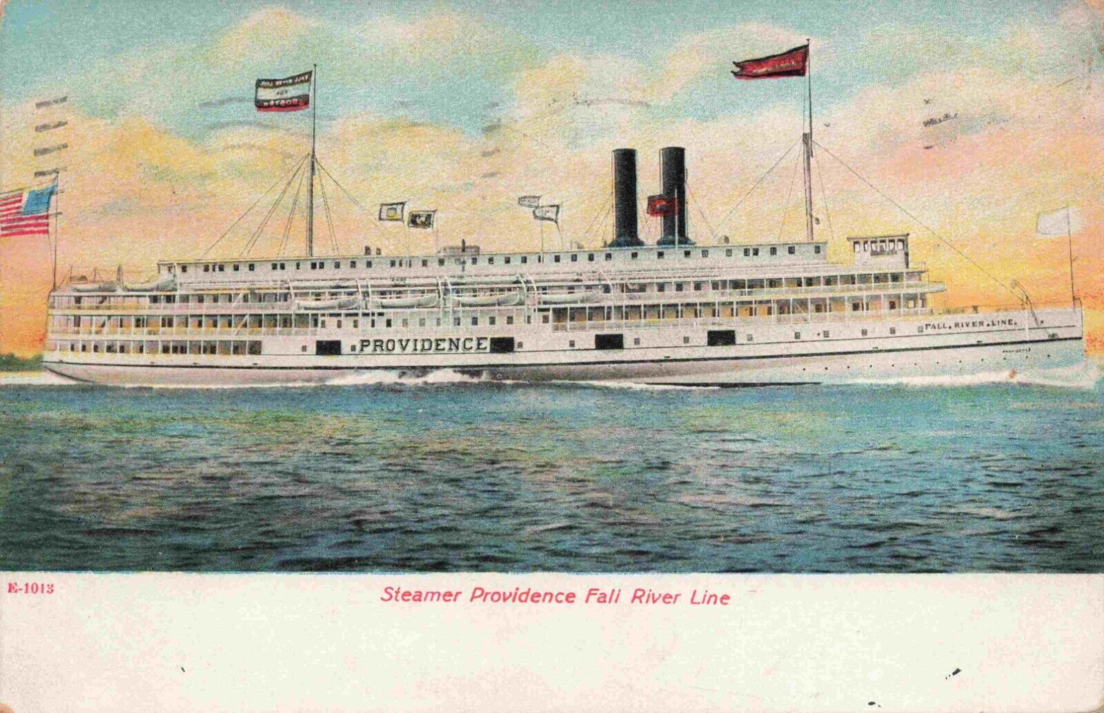 Steamer Providence Fall River Line Sender Says Rough Seas Card #E-1013 Postcard