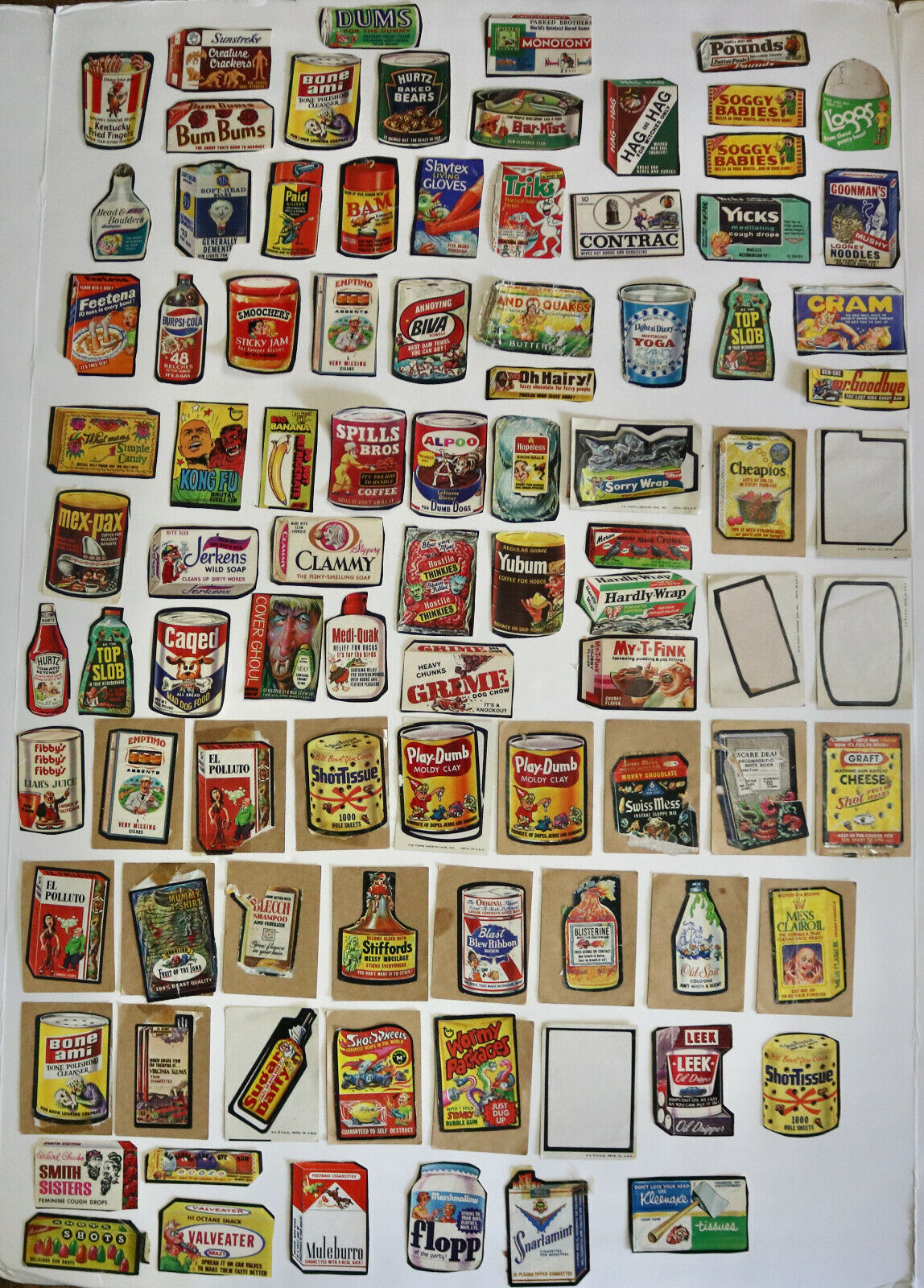 Wacky Packages vintage stickers huge lot in distressed condition