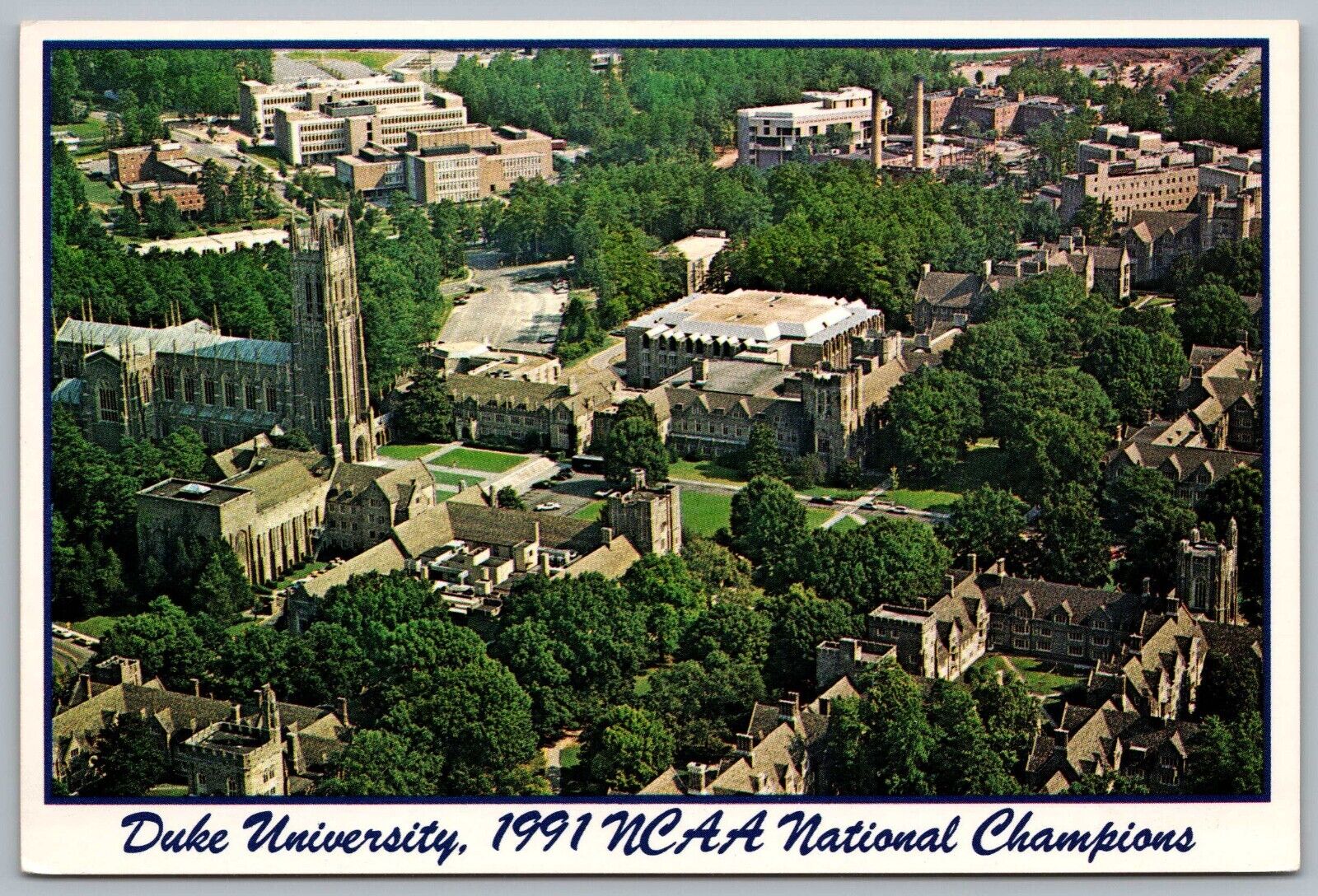 Duke University 1991 NCAA National Champions West Campus Aerial Vtg Postcard P1