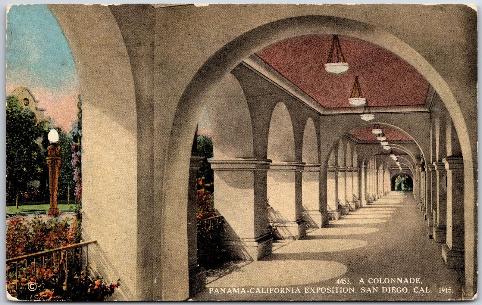 San Diego California CA, Panama-Calif Exposition, A Colonnade, Vintage Postcard