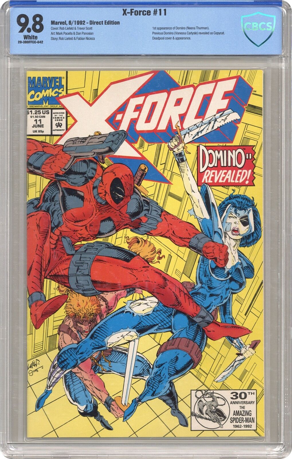 X-Force #11D CBCS 9.8 1992 20-3b0ffcc-042 1st app. \'real\' Domino