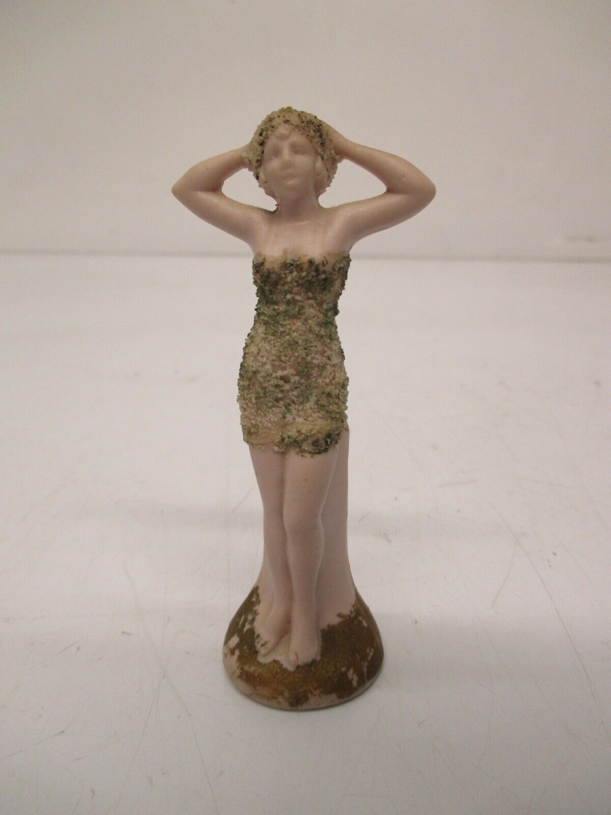 Vtg c1920s Bathing Beauty Germany Flapper Painted Bisque Figurine Mica Glitter