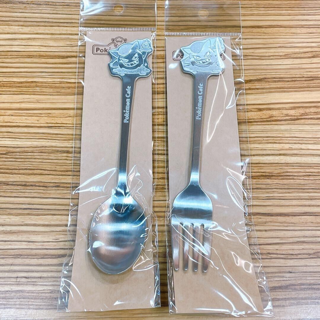 Pokemon Cafe Limited Spoon & Fork Cutlery Set Gengar Ghost Tableware Japan NEW