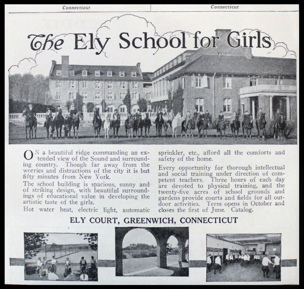 1918 ELY SCHOOL FOR GIRLS, Greenwich, Conn. Horses