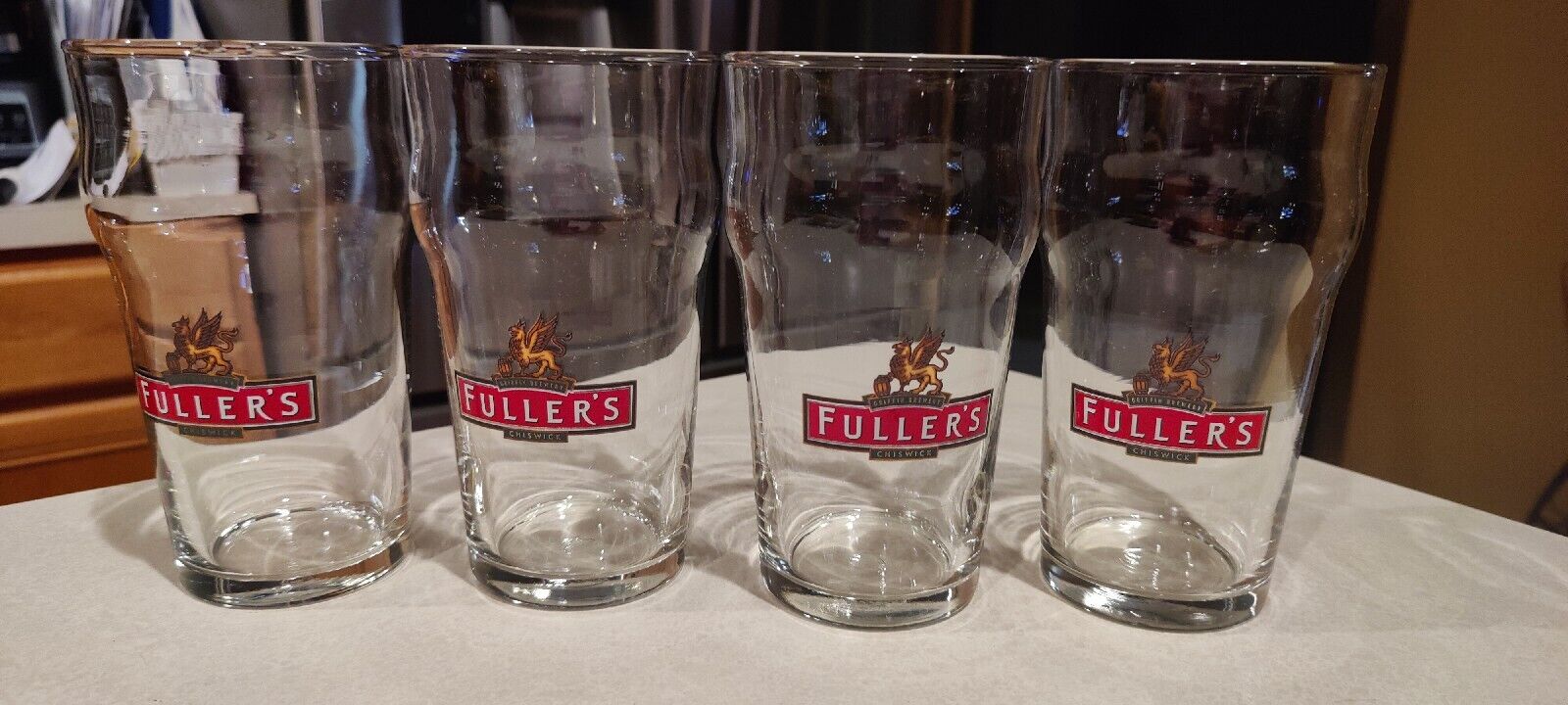4 Fuller\'s Griffin Brewery Chiswick Nonik Pint Beer 20 Oz Glass BRAND NEW