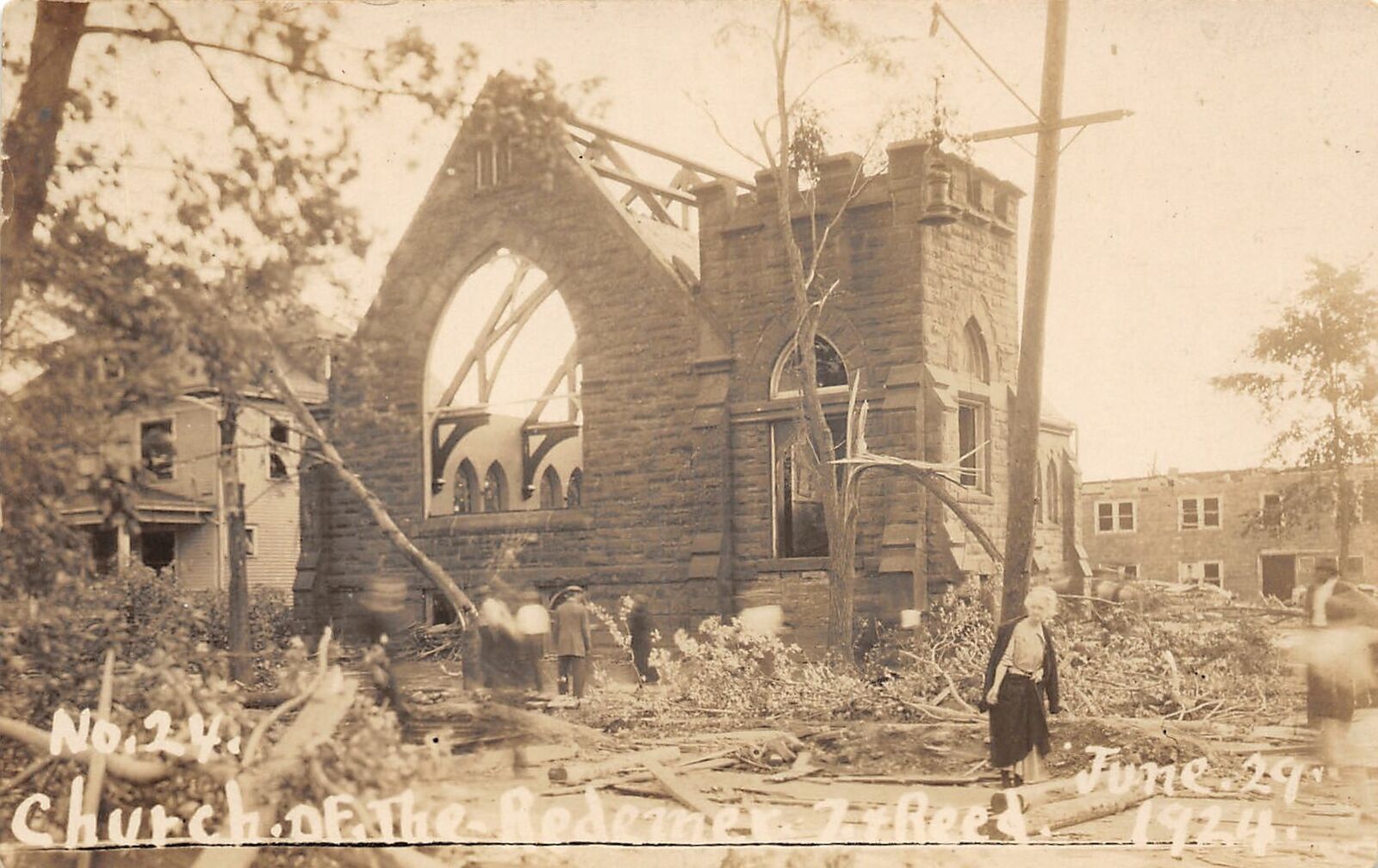 H99/ Lorain Ohio RPPC Postcard 1924 Tornado Disaster Church Redeemer 177