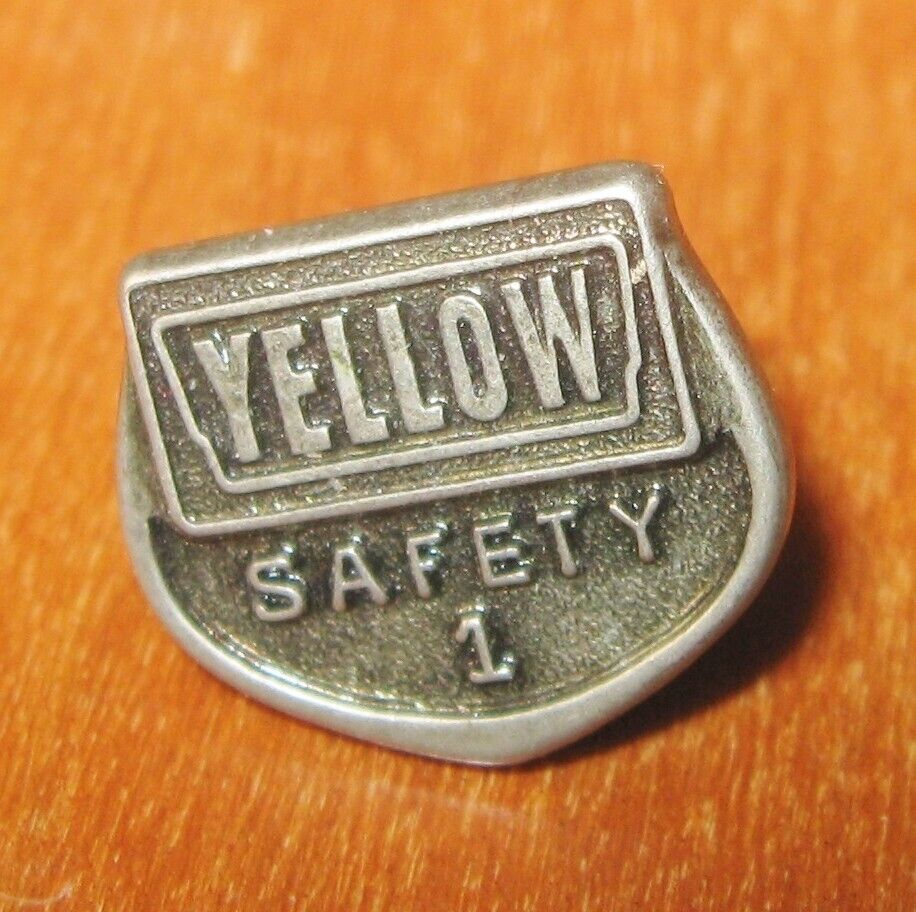 Vintage Yellow Company Safety Year 1 Pin Employee Award Pin Small Embossed Metal