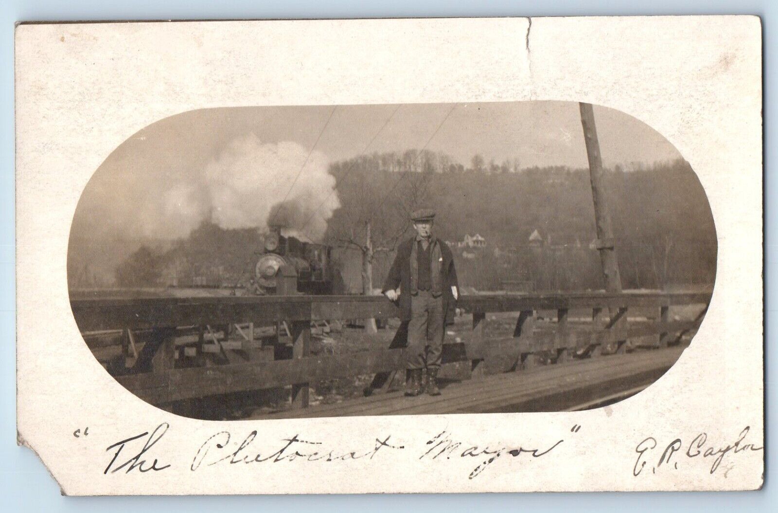 Des Moines Iowa Postcard RPPC Photo Plutocrat Mayor With Cigar Locomotive 1918