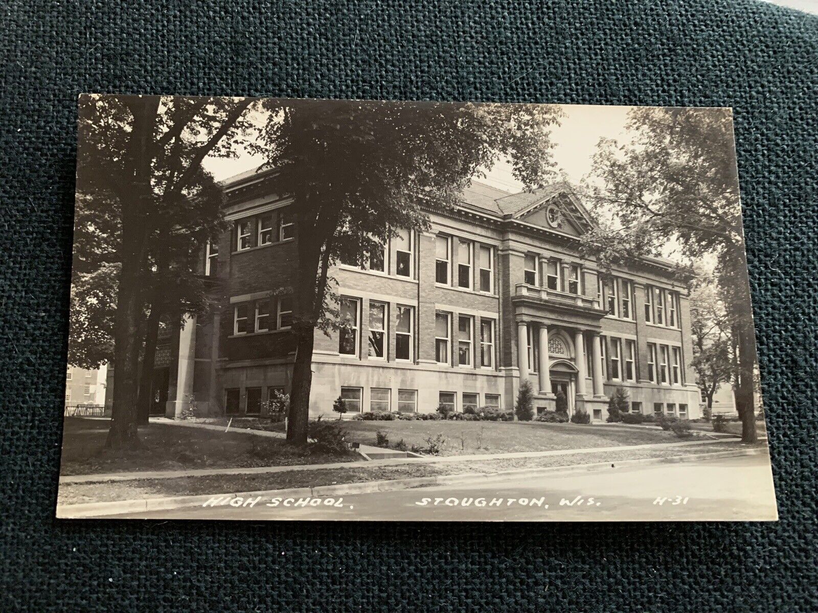 RPPC Photo Postcard Stoughton WI High School