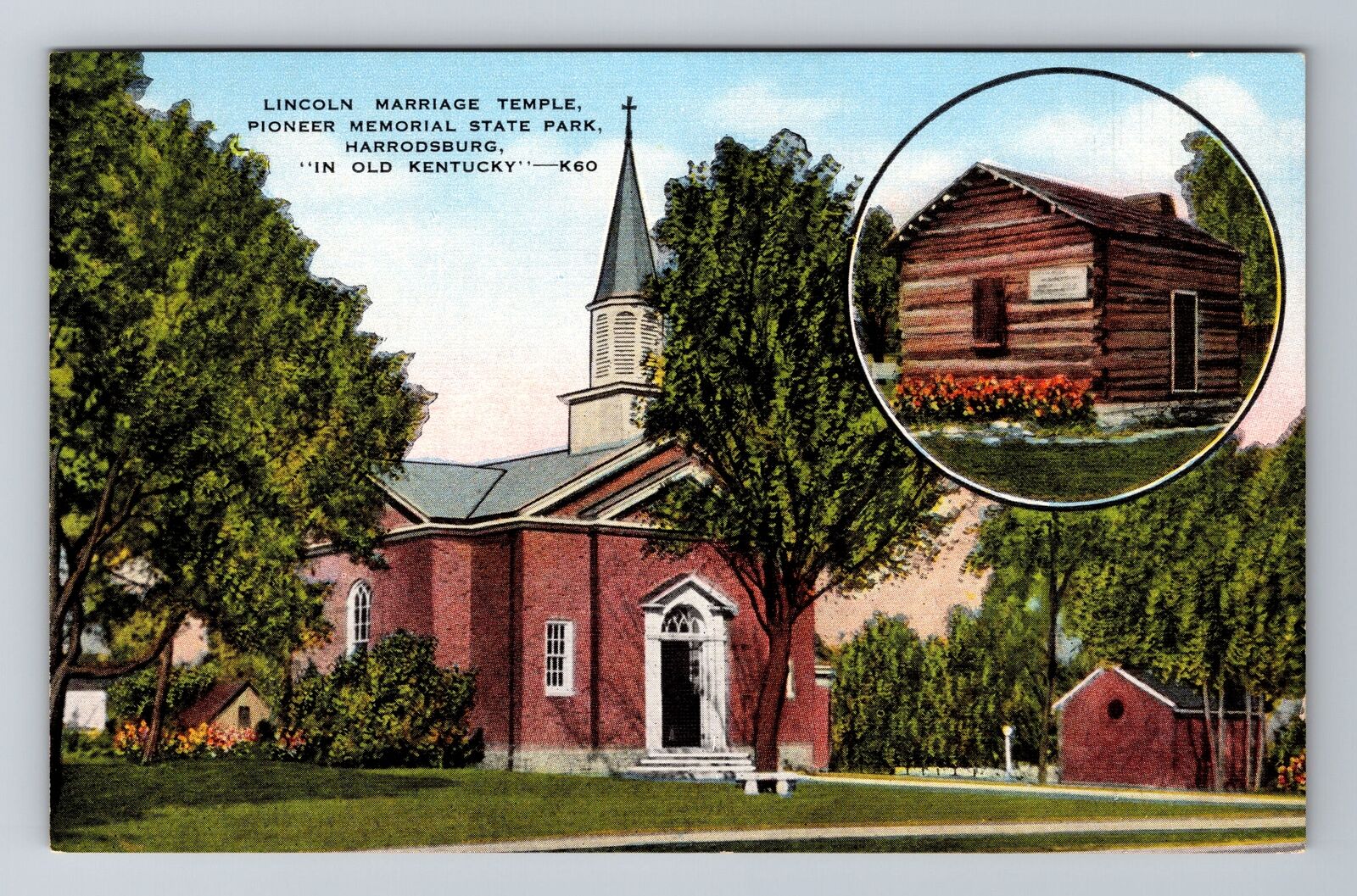 Harrodsburg KY-Kentucky, Lincoln Marriage Temple, Vintage Postcard