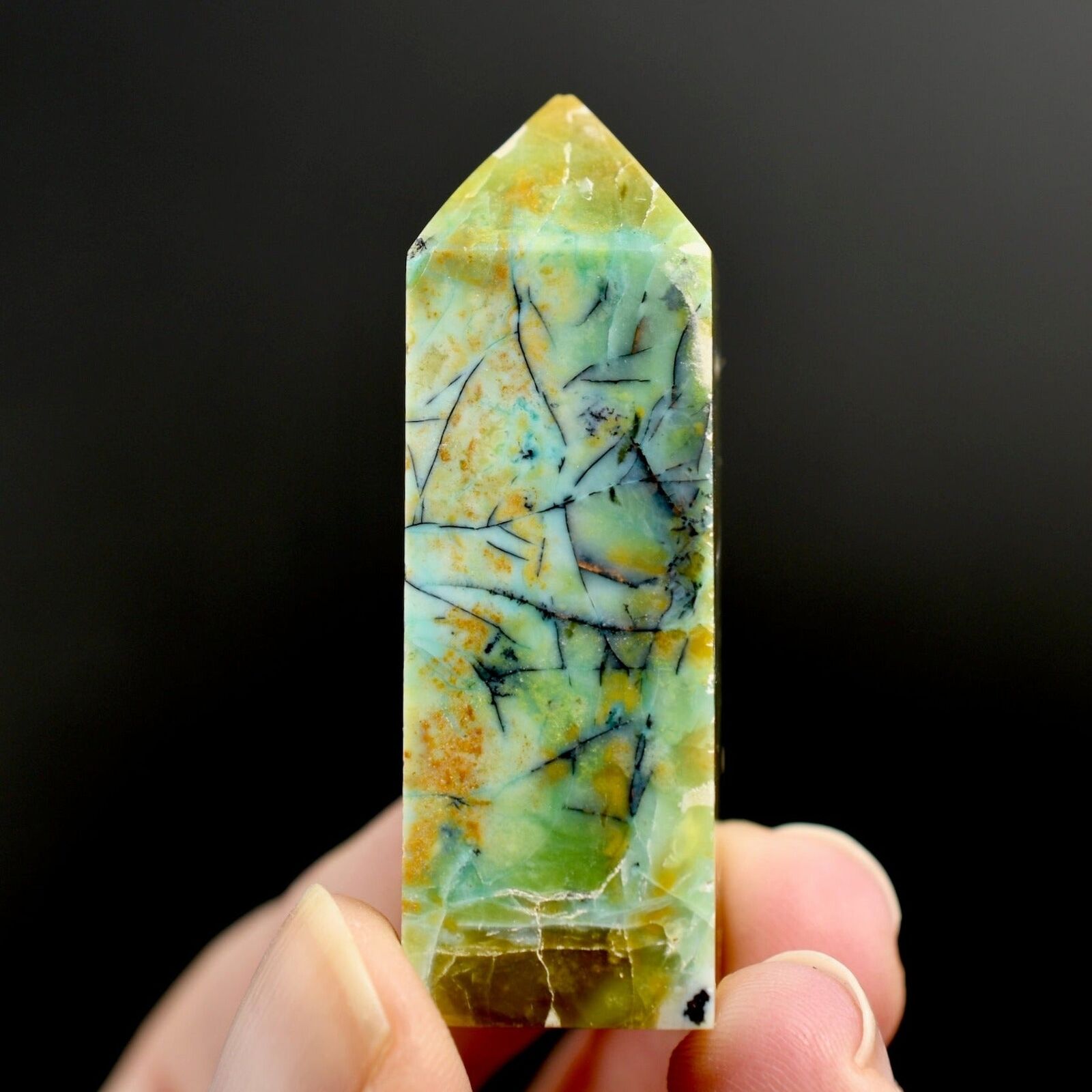 2in 27g Rare Blue Opalized Petrified Wood Copper Tower, Indonesia
