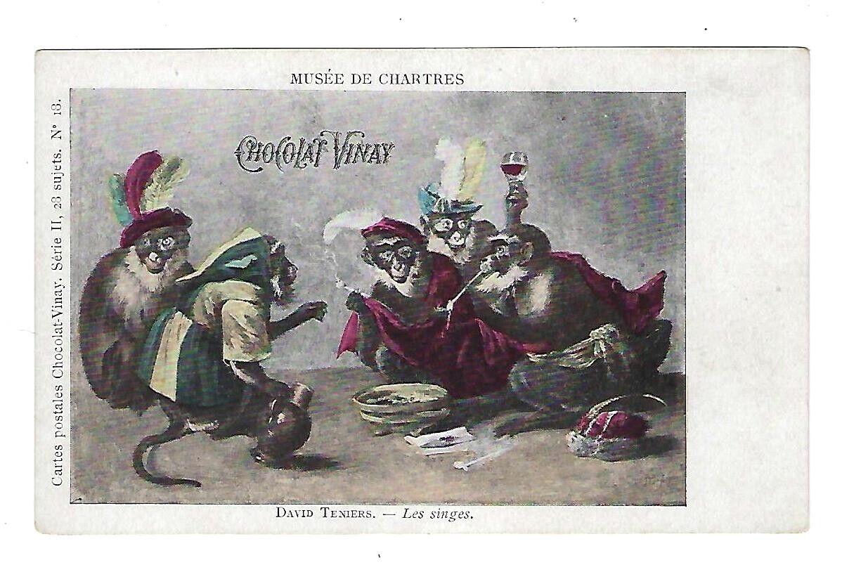 Early 1900\'s Postcard Monkeys ChoColat Vinay, David Teniers