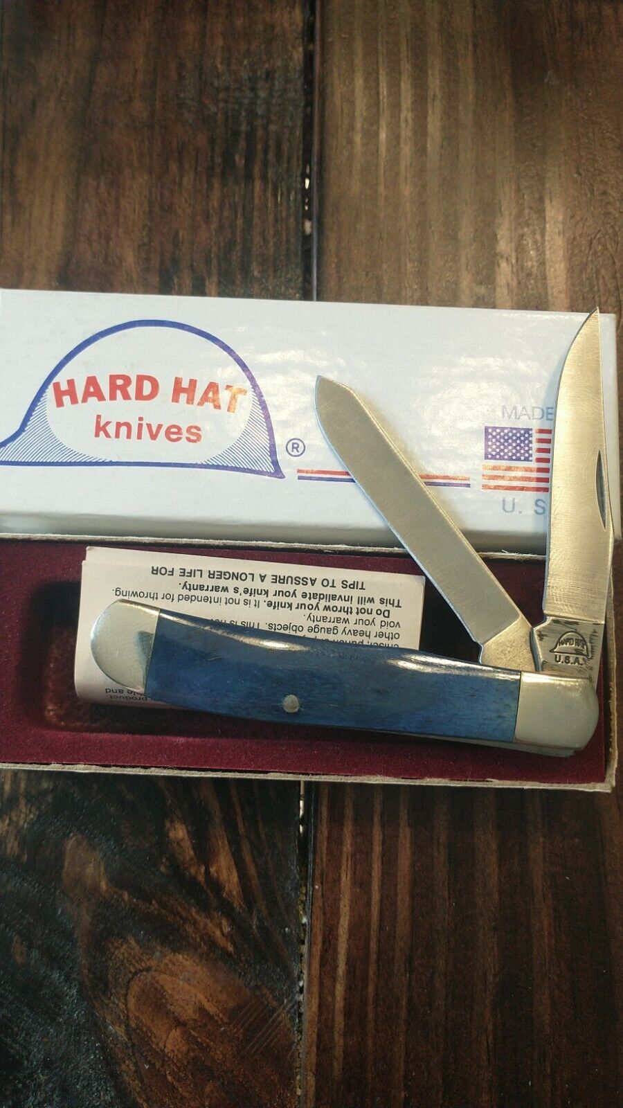 Hard Hat Knives Blue Trapper