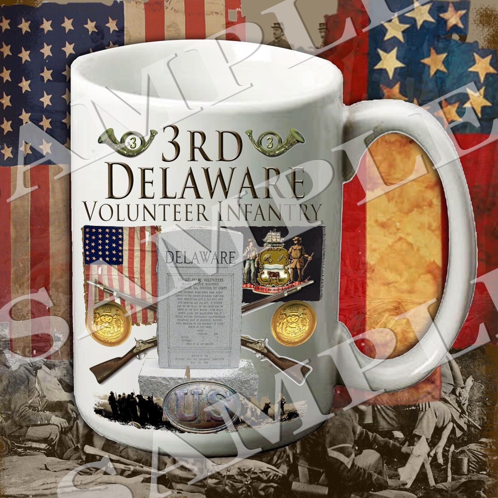 3rd Delaware Infantry 15-ounce American Civil War themed coffee mug/cup