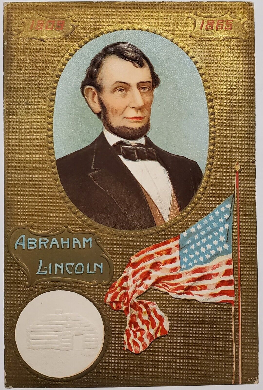 Abraham Lincoln Memorial 1809-1865 Portrait Emb Postcard R21