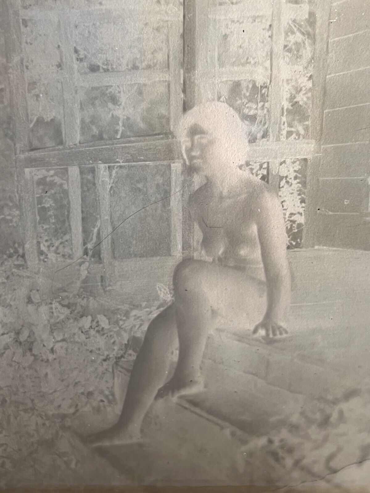 Early 1900s Antique Pin Up Nude Lady Woman Glass Plate Negative Victorian - 5x4