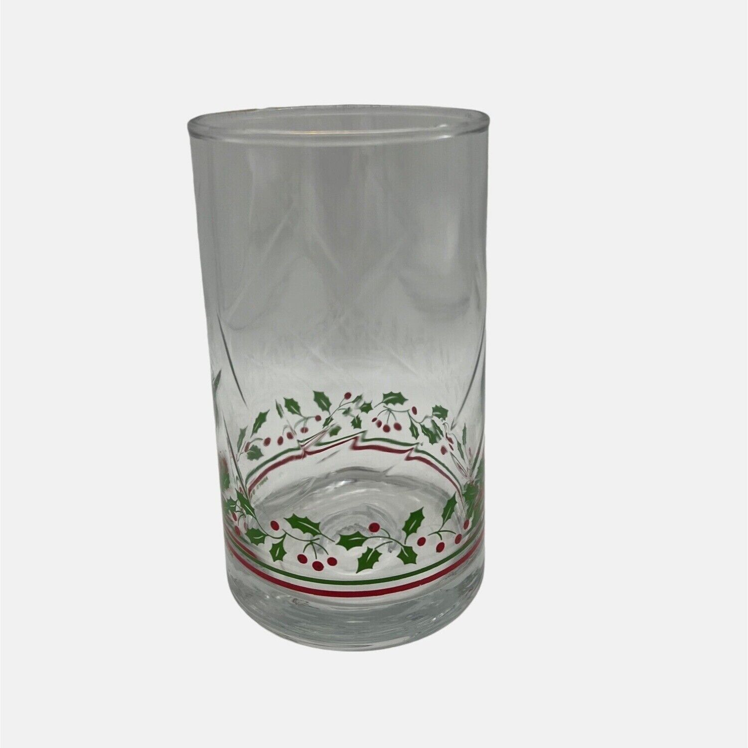 Arby\'s 1983 Christmas Collection Glass Tumbler With Holly & Berries Design 5.25\