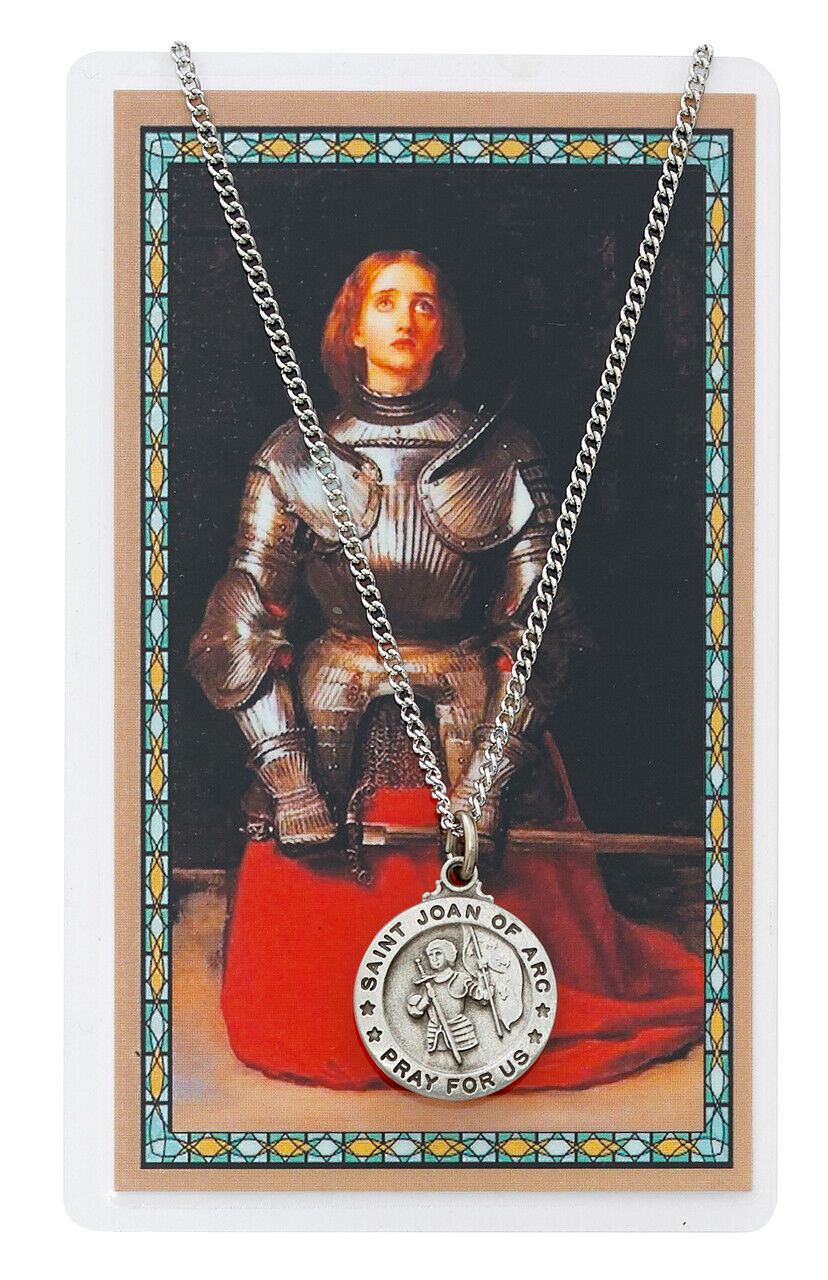 St. Joan of Arc Medal Necklace with Laminated Prayer Card