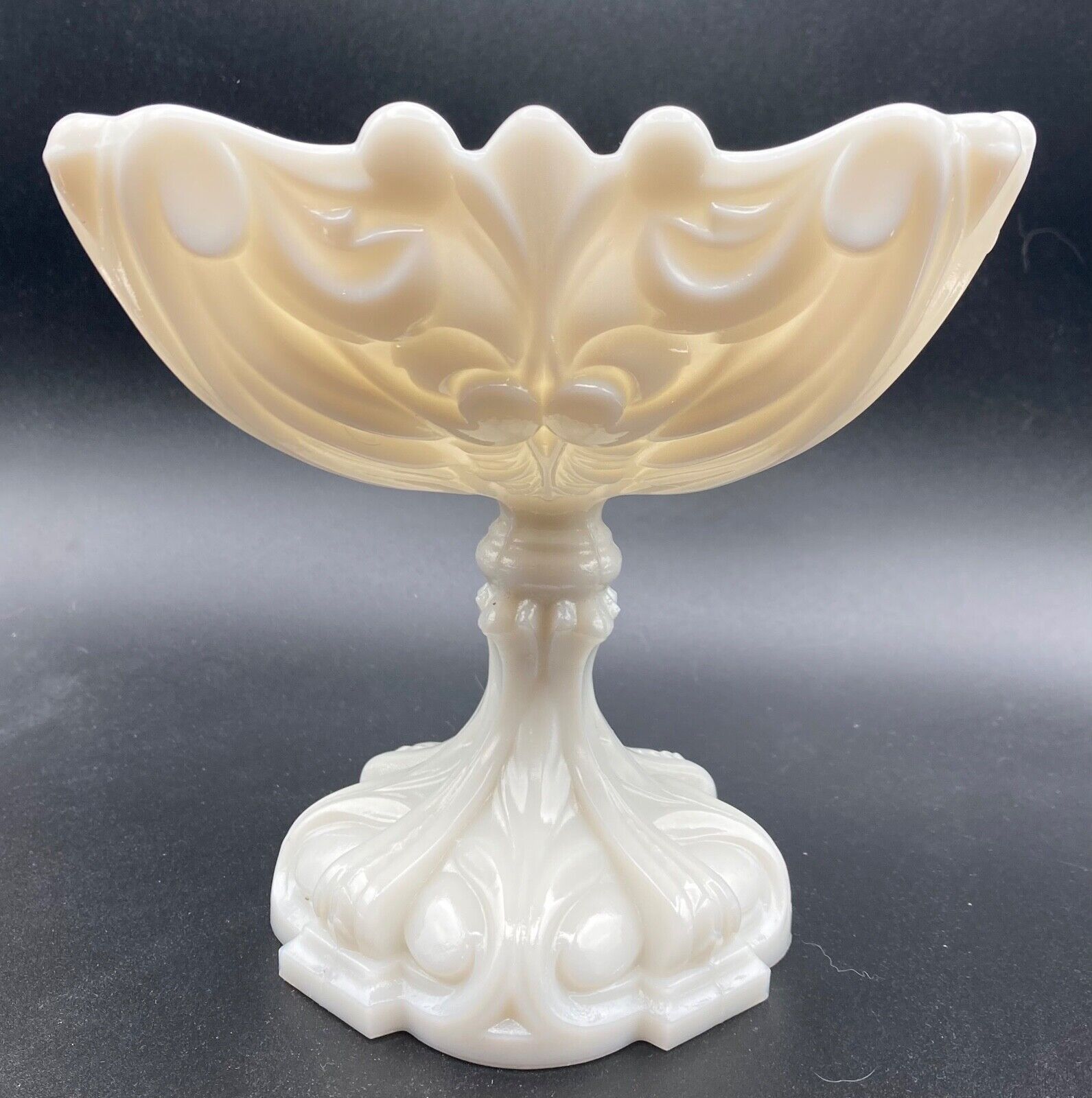Vallerysthal Portieux Opaline Compote Milk Glass Candy Dish 6\