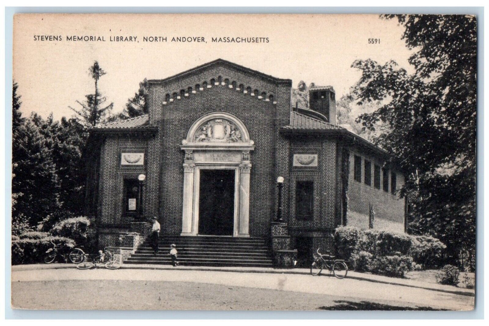c1940 Stevens Memorial Library North Andover Massachusetts MA Vintage Postcard