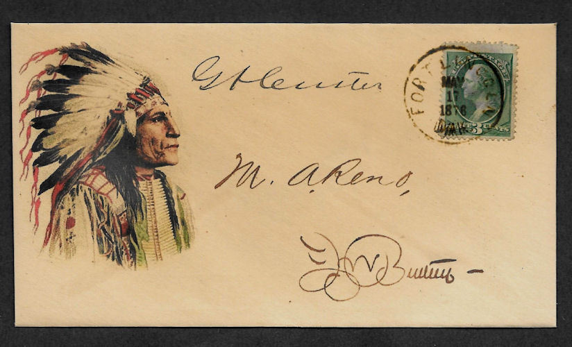 Little Bighorn collector envelope w original period stamp 140 years old *OP1105
