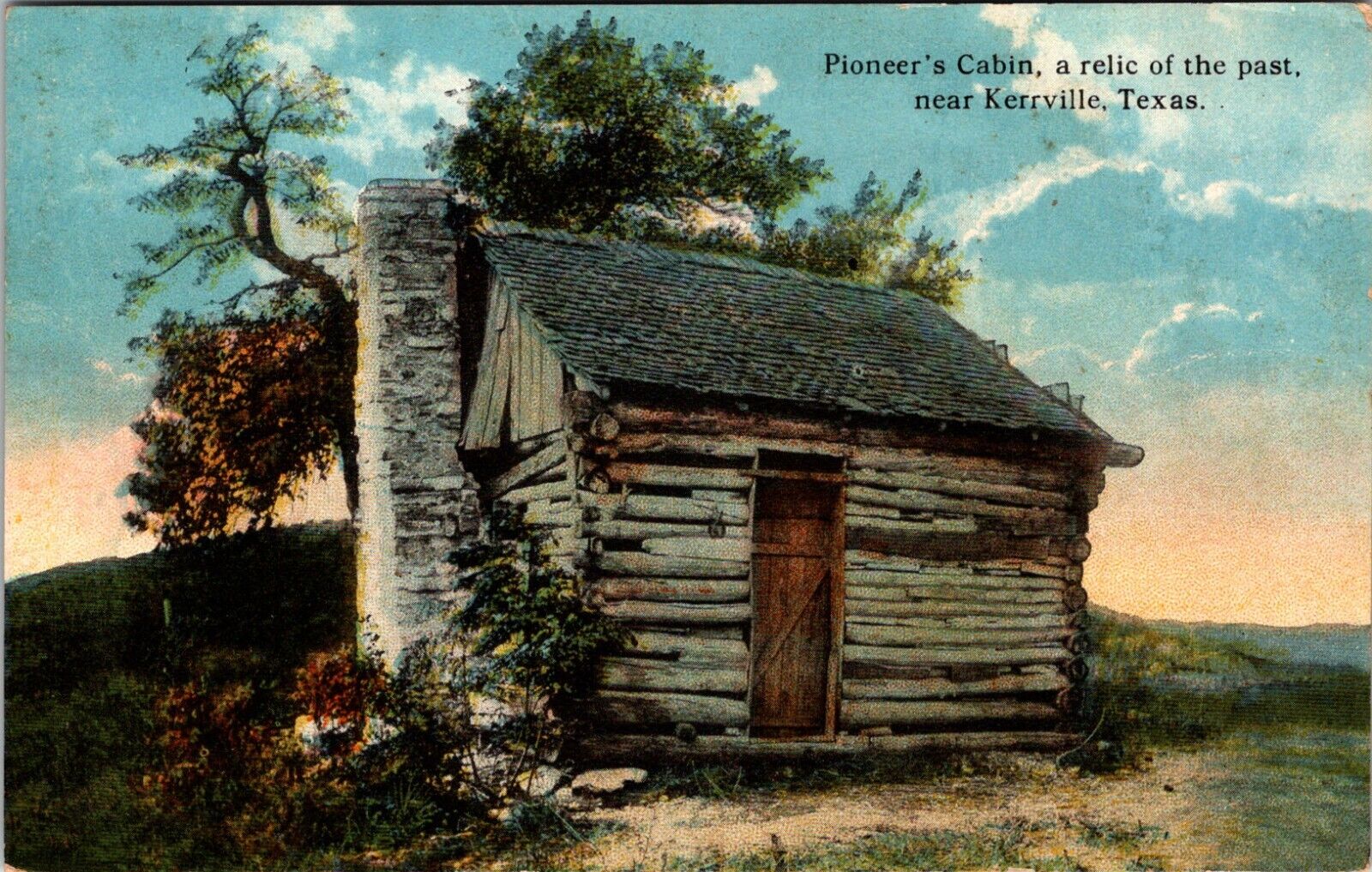 Kerrville, Texas Pioneer's Cabin Relic of the Past Vintage Postcard I532
