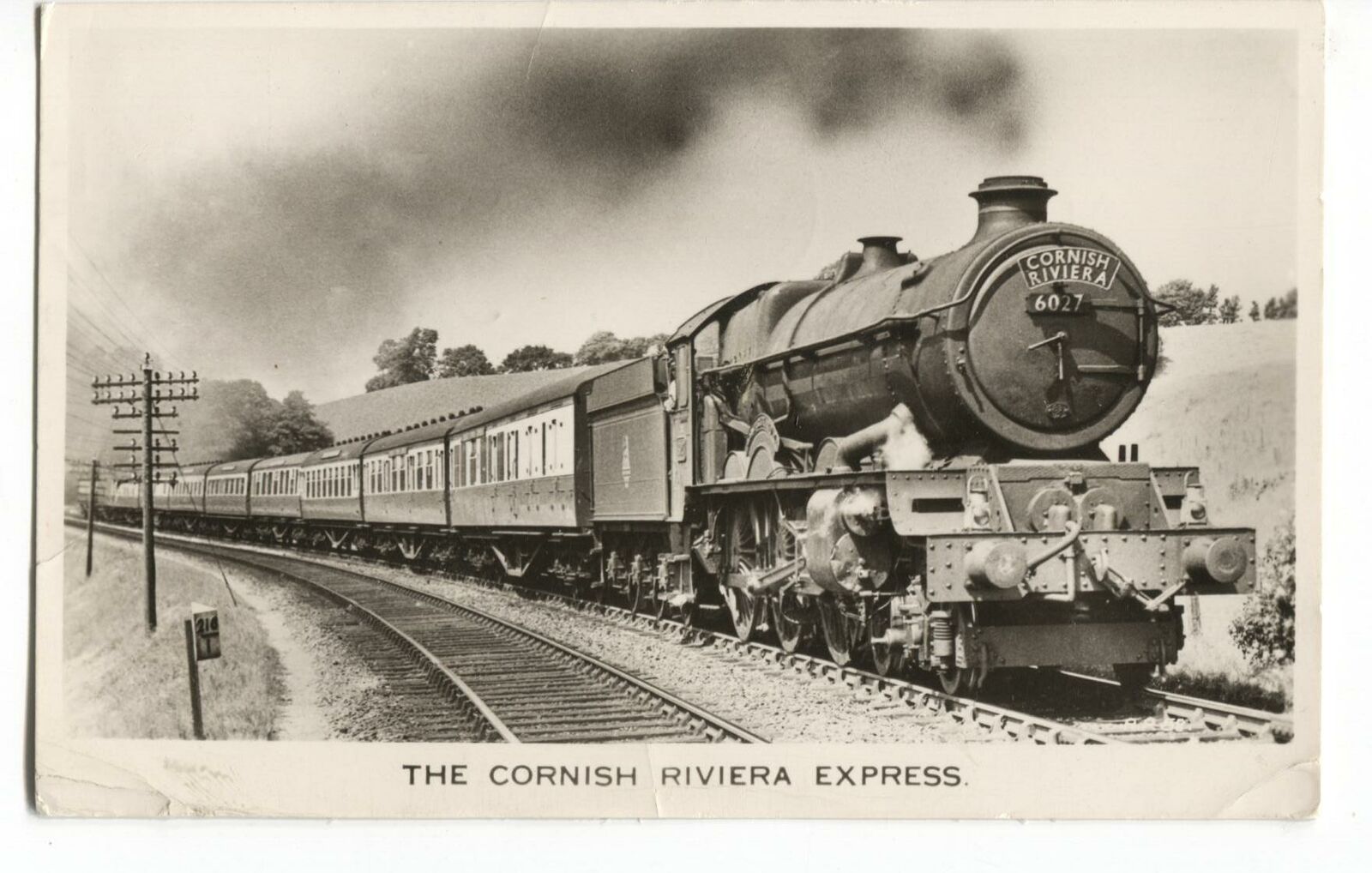 RPPC Postcard Railroad Train The Cornish Riviera Express 1956