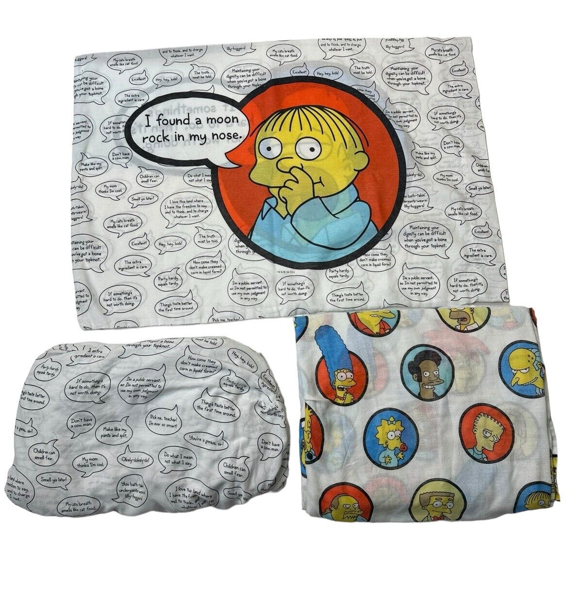 Vintage 2004 The Simpsons Twin Size Sheet 3 Piece Set Fitted Flat & Pillow Case