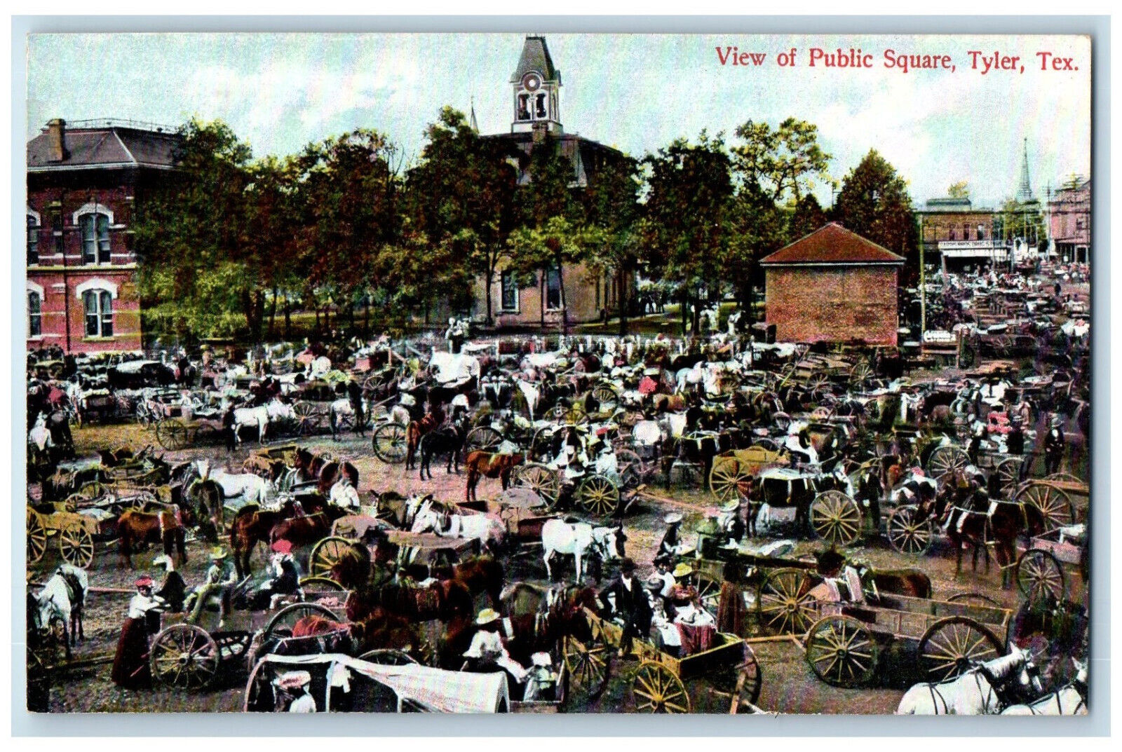 c1905 Horse Carriage View of Public Square Tyler Texas TX Unposted Postcard