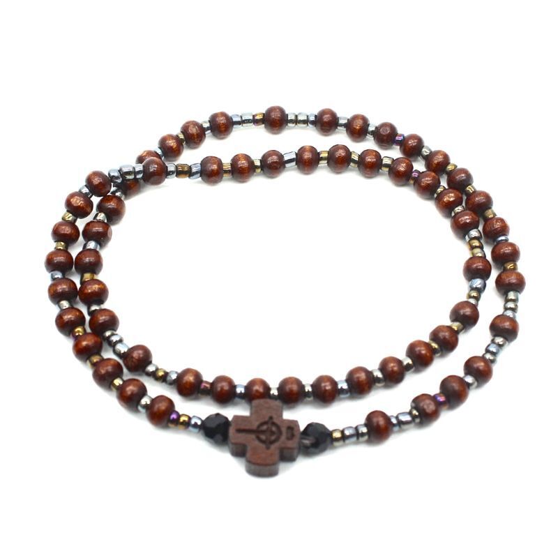 2pcs Men Wooden Beads for Cross Bracelets Meditation Prayer Chain Catholic