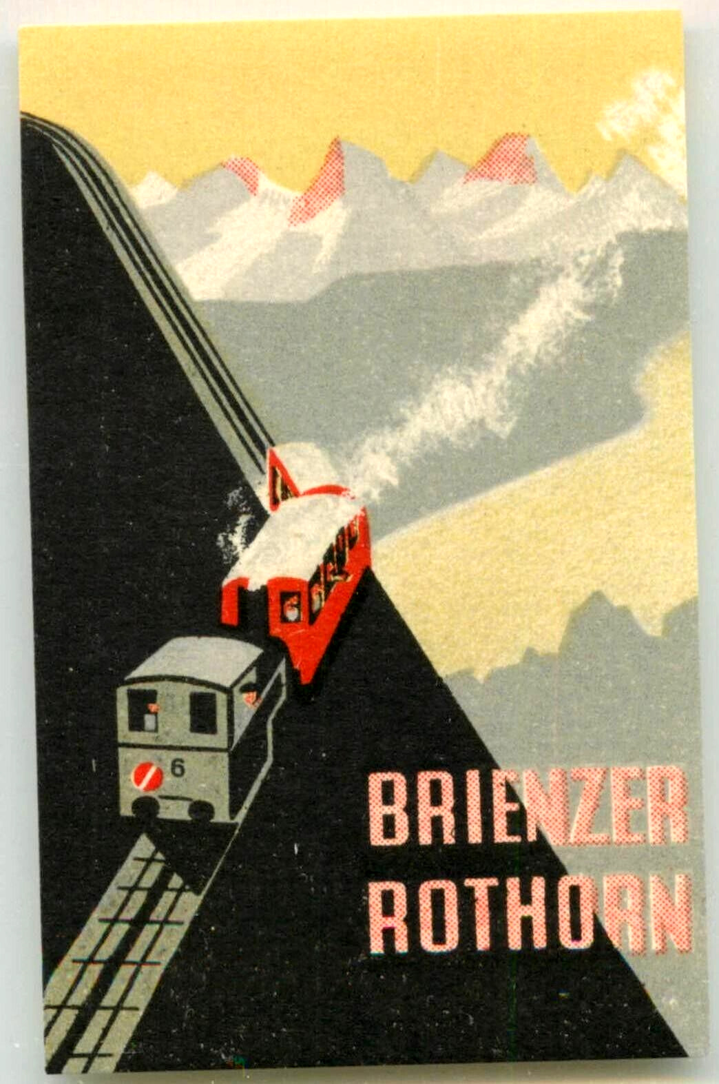 BRIENZER ROTHORN Railway ~SWITZERLAND~ Old ART DECO Poster Stamp / Luggage Label