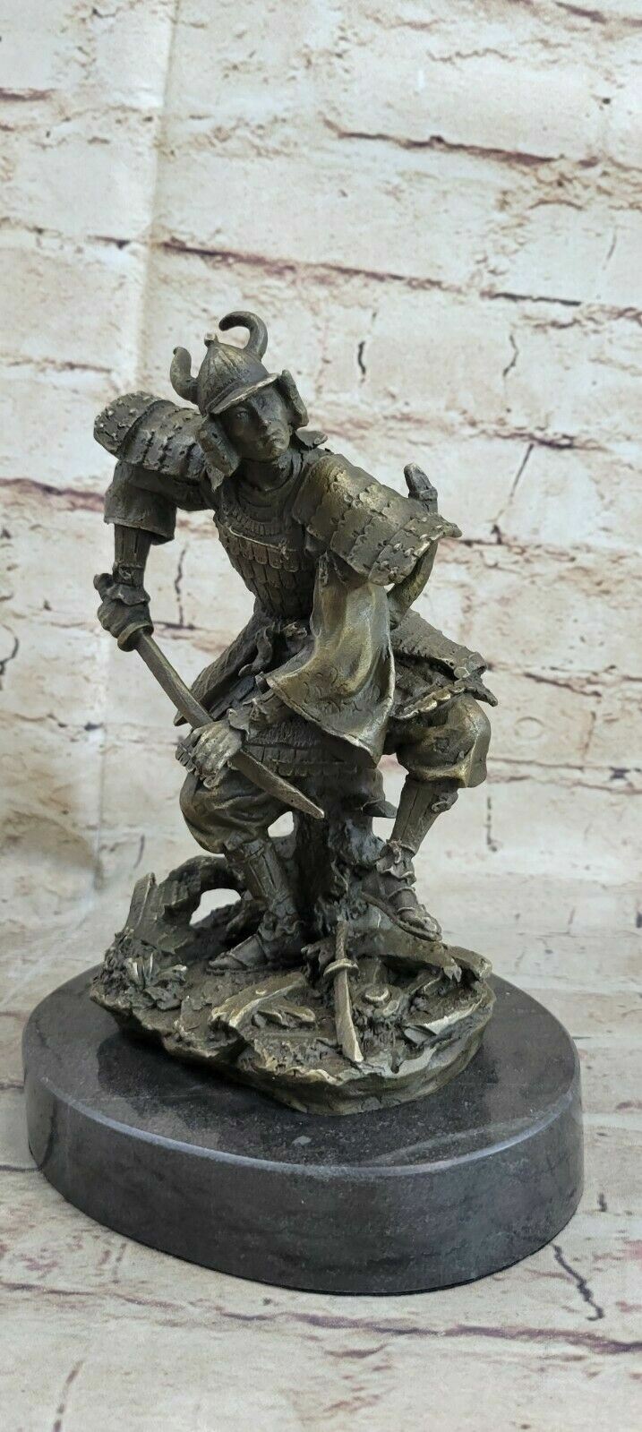 Hand Made Detailed Samurai Warrior by Lost Wax Method Bronze Sculpture Figure NR