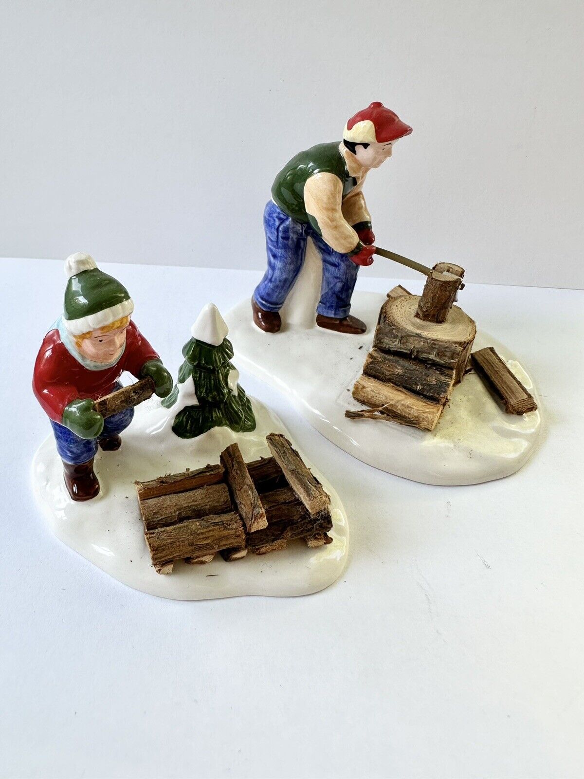 Department 56 Chopping Firewood Set of 2 Snow Village 54863