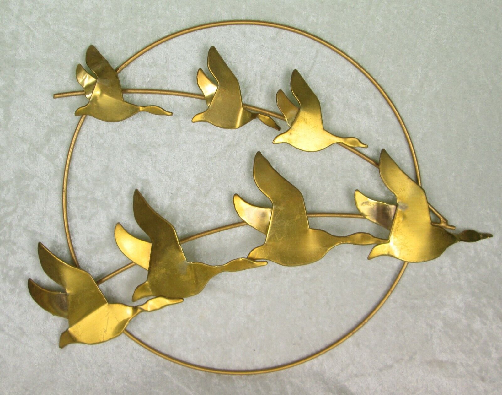 Mid Century Modern Metal Wall Art Flying Geese Circle 17 inches Long 12-1/2 Tall