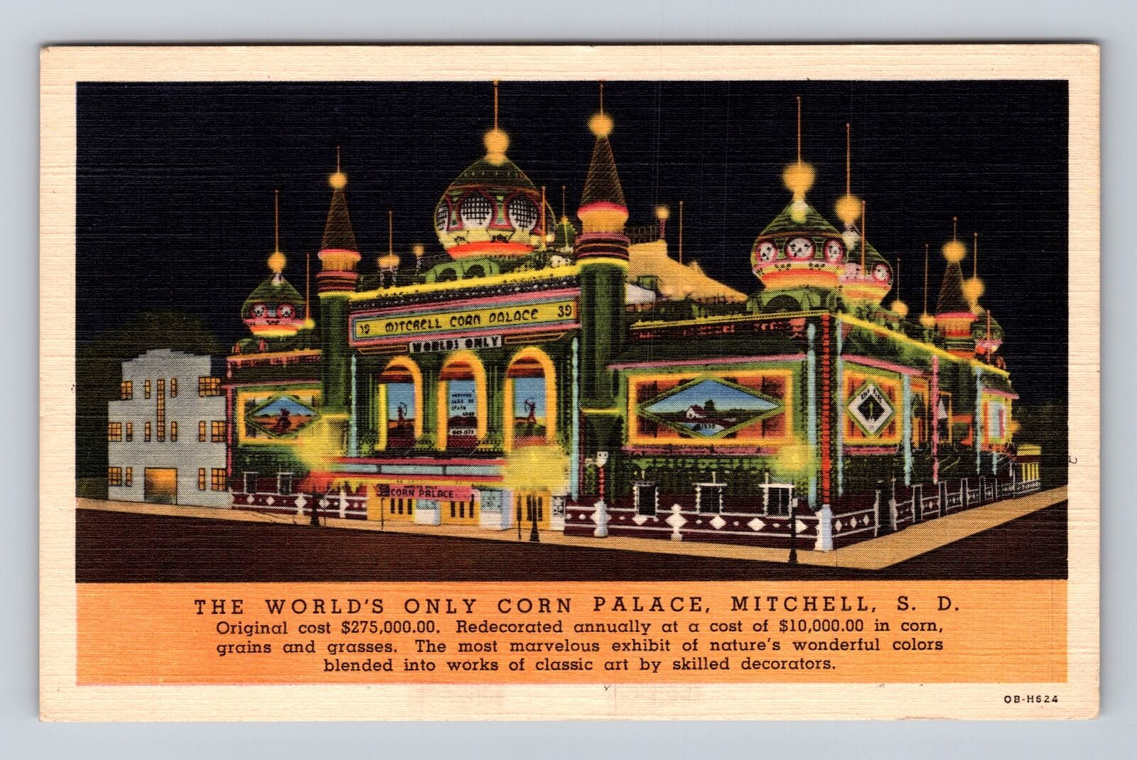 Mitchell SD-South Dakota, Corn Palace, Antique, Vintage Souvenir Postcard