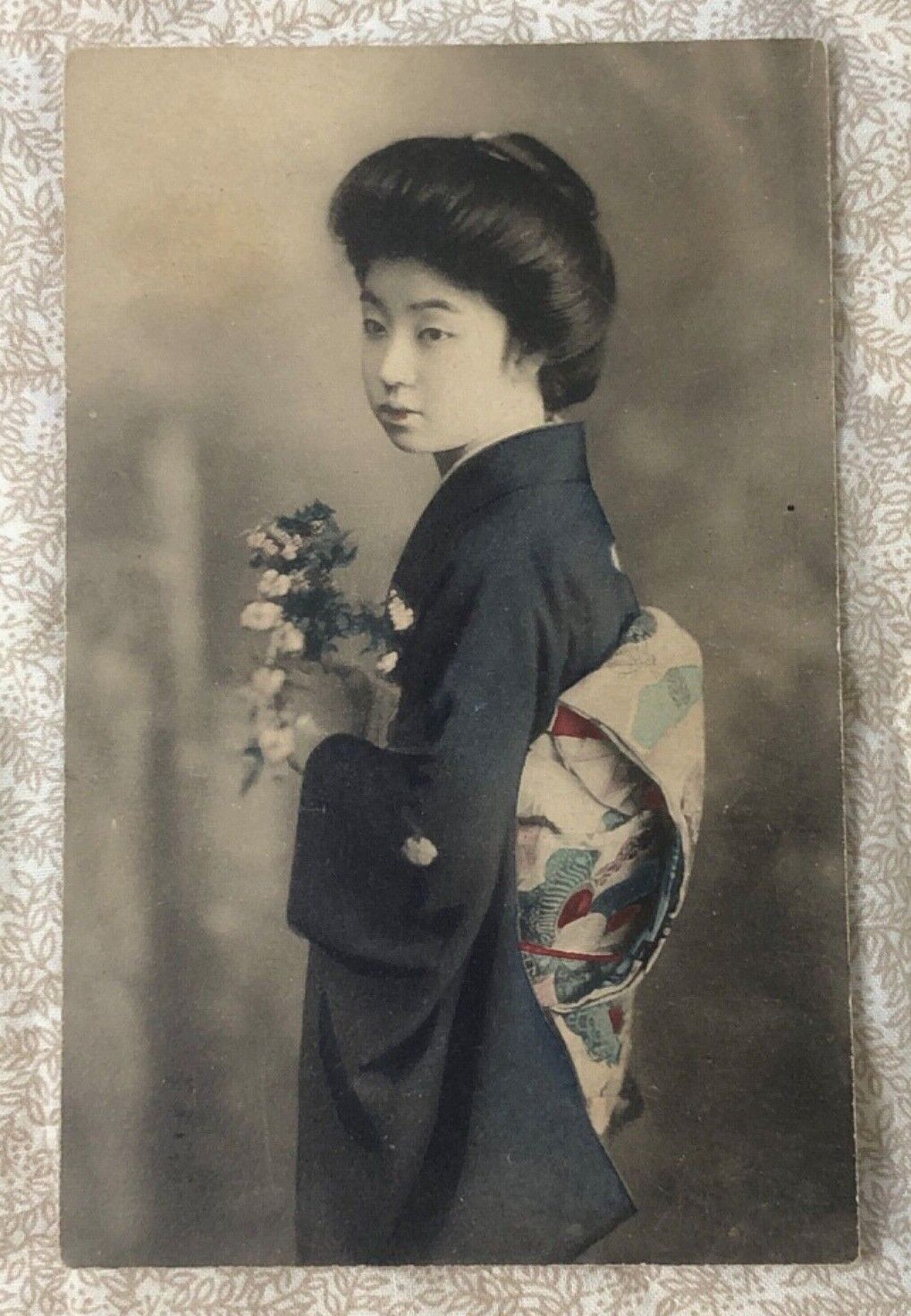 ORIGINAL JAPANESE GEISHA c1901-07 Postcards RPPC Kimono Color Undivided Unposted