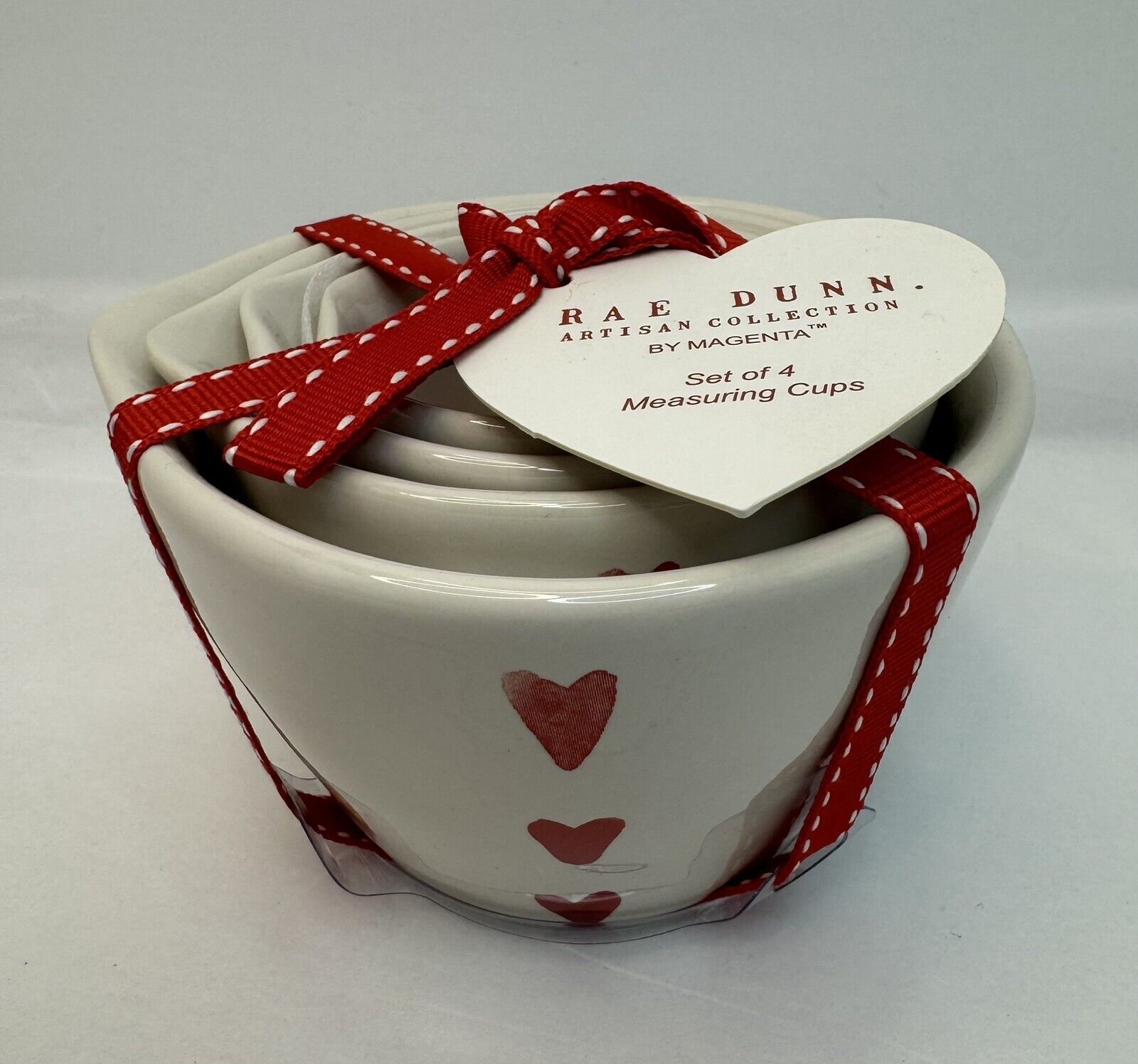Rae Dunn Valentine\'s Day Watercolor Hearts Ceramic Measuring Cups