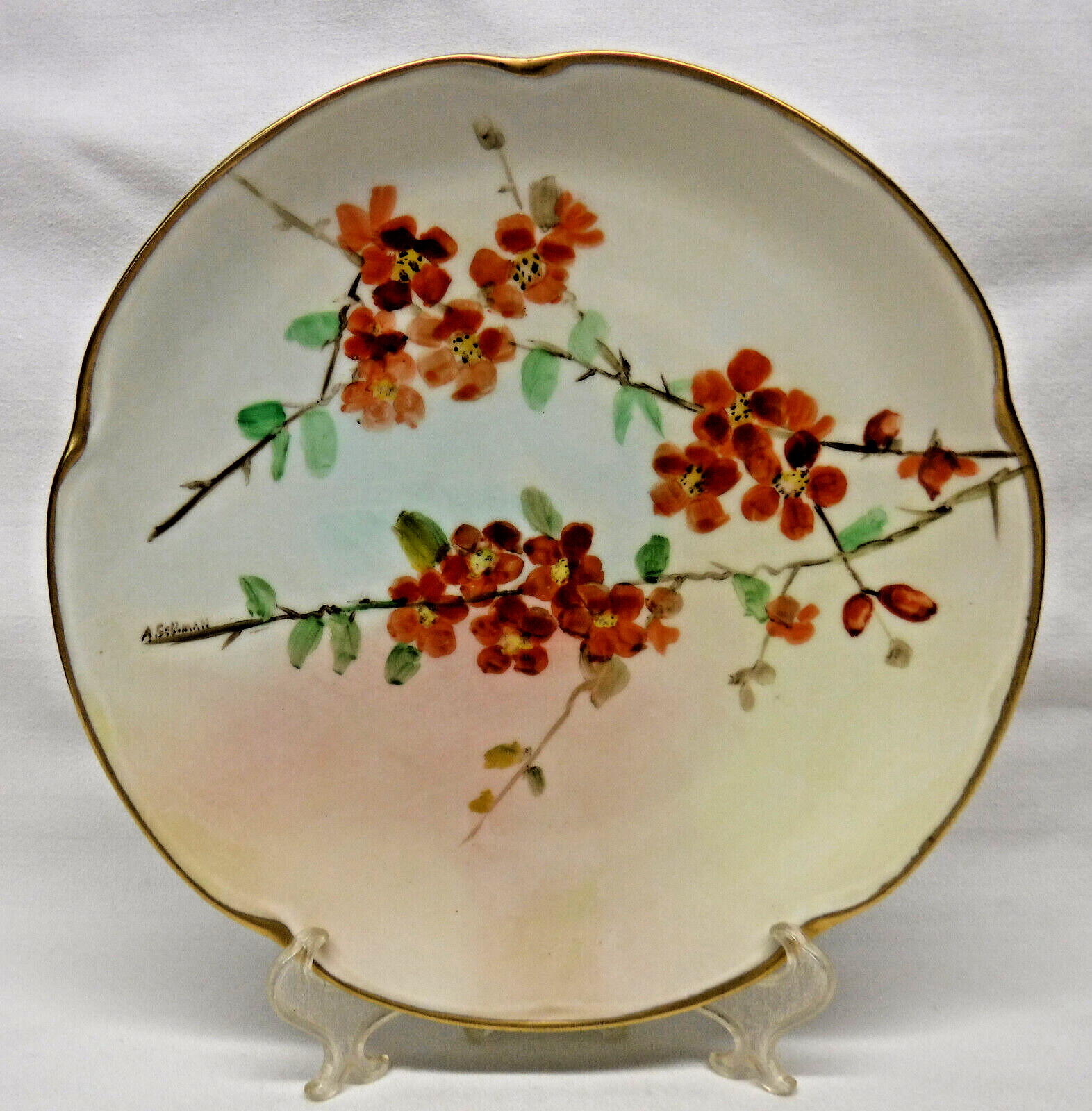 Vintage J&C Louise Bavaria Collector Wall Decr Plate Blossoms handpainted signed