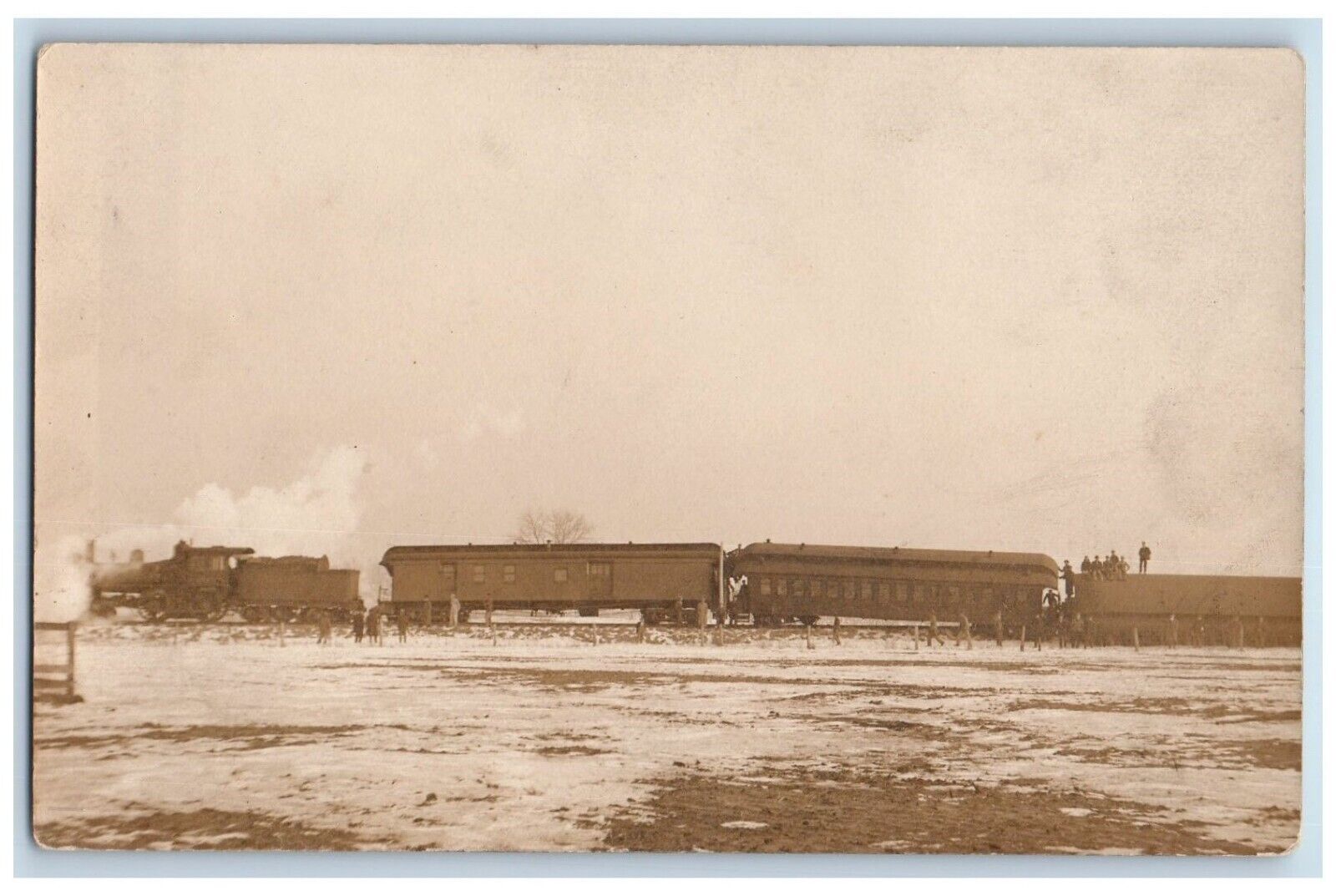 c1910\'s Passenger Train Accident Locomotive RPPC Unposted Photo Postcard