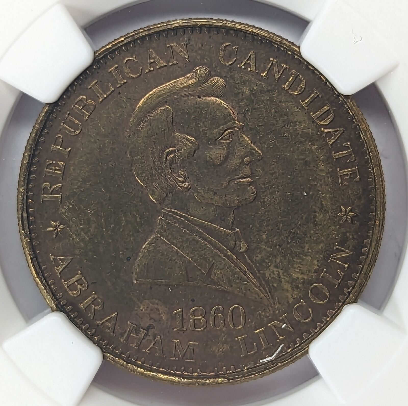 1860 ABRAHAM LINCOLN AL-1860-43 Brass NGC MS61 Campaign Medal Ex. Dewitt