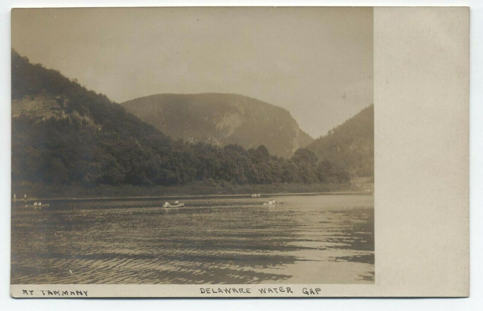 PA ~ RPPC Boating near Mt Tammany DELAWARE WATER GAP Pennsylvania c1905 Postcard