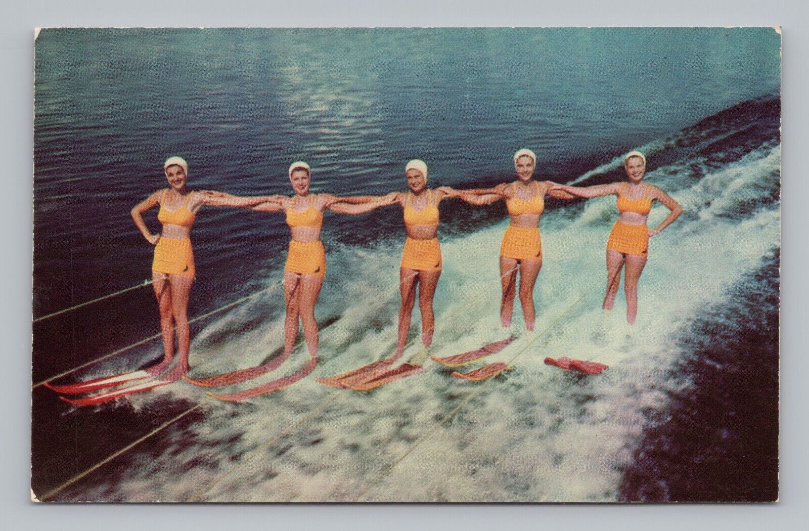 Postcard Bathing Beauties Water Skiing in Florida