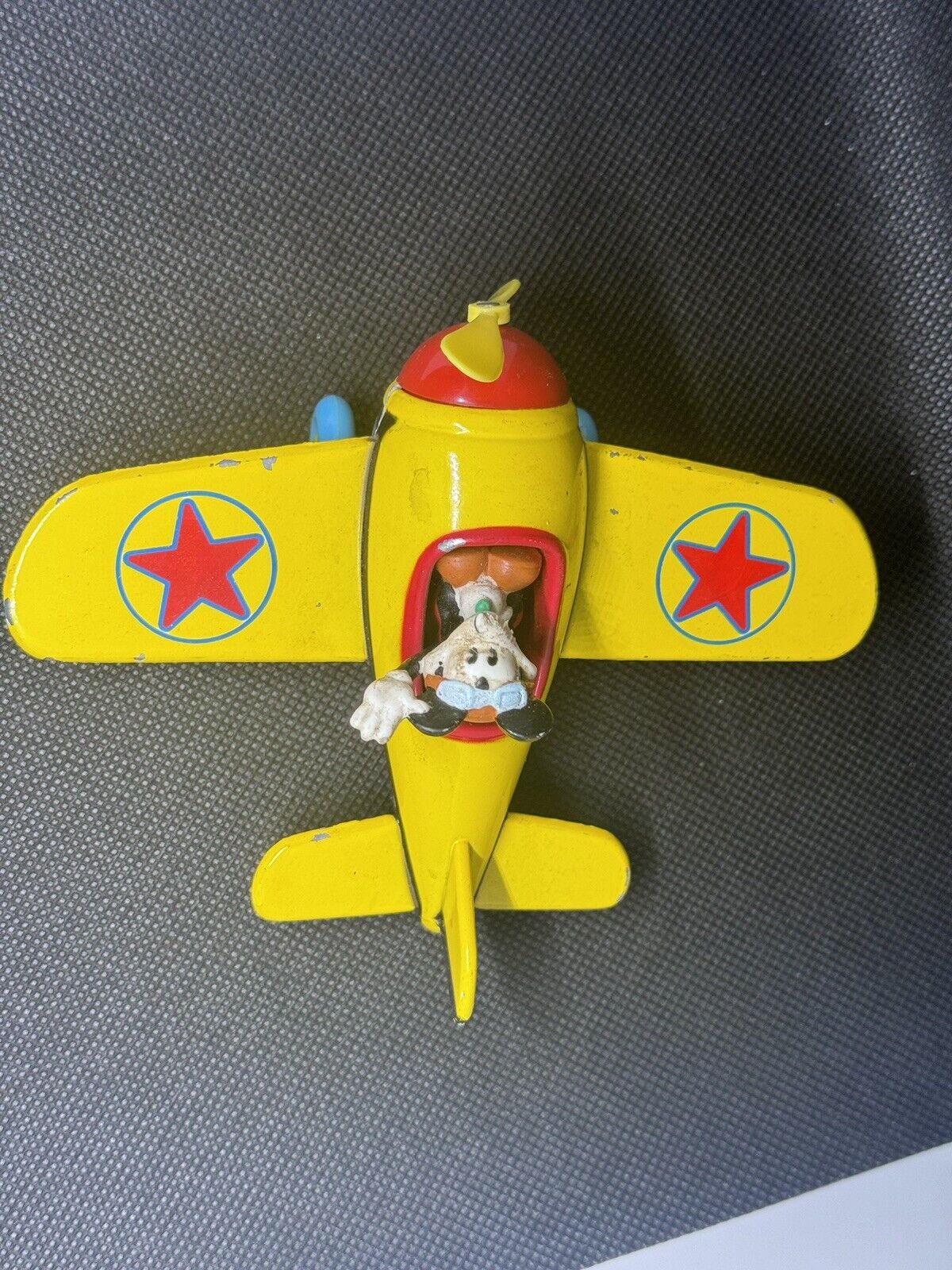 Vintage Disney Mickey Mouse Yellow Diecast Metal Airplane Toy Decopac 81’