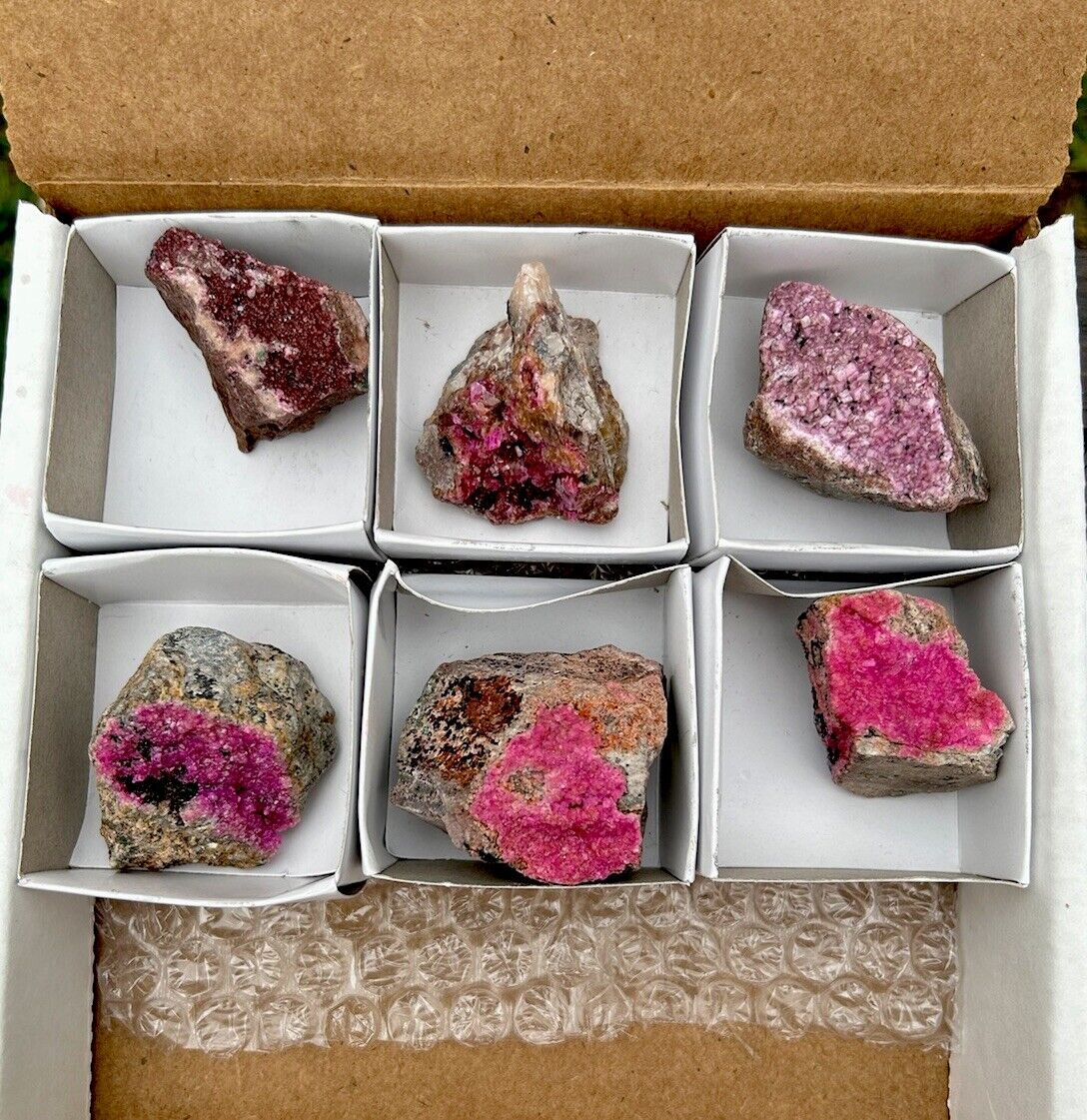 6 PCS Pink COBALTO CALCITE Druzy Crystal Mineral Bulk Flat Lot - Kakanda, CONGO